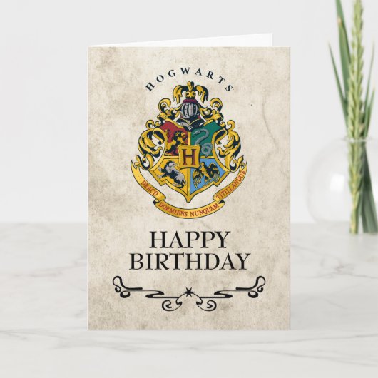 Harry Potter Zweinstein Crest Gelukkige Verjaardag Kaart (Voorkant)