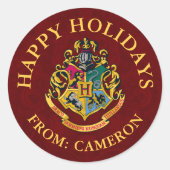 Harry Potter | Zweinstein Crest PRETTIGE FEESTDAGE Ronde Sticker (Voorkant)