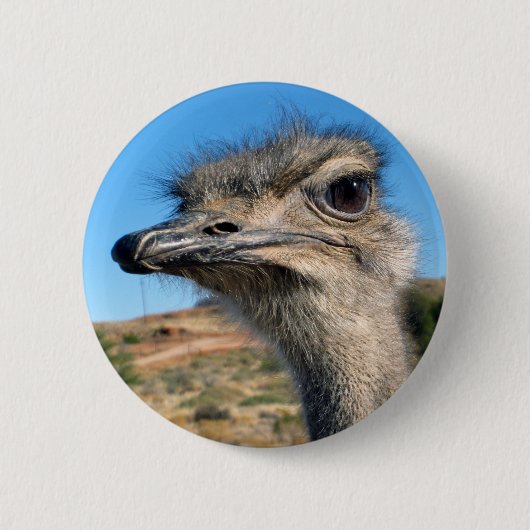 Harry the Happy Ostrich Ronde Button 5,7 Cm (Voorkant)