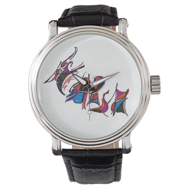 HARSH aangepast kunstwerk kalligrafie Horloge (Voorkant)