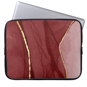 Harskunst, donkerrode marsala abstracte achtergron laptop sleeve