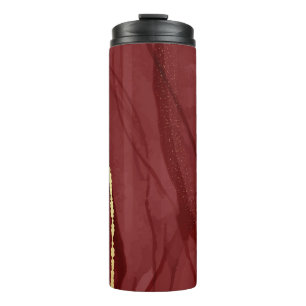 Harskunst, donkerrode marsala abstracte achtergron thermosbeker