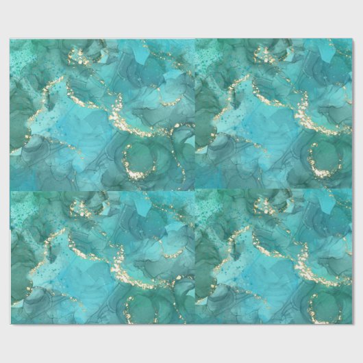 Harsontwerp Verpakkingsdocument blauwgroen Cadeaupapier (Vlak)