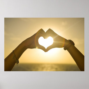 hart-642068. HEART HANDS SUNSET FOTOGRAPHY BACKG Poster