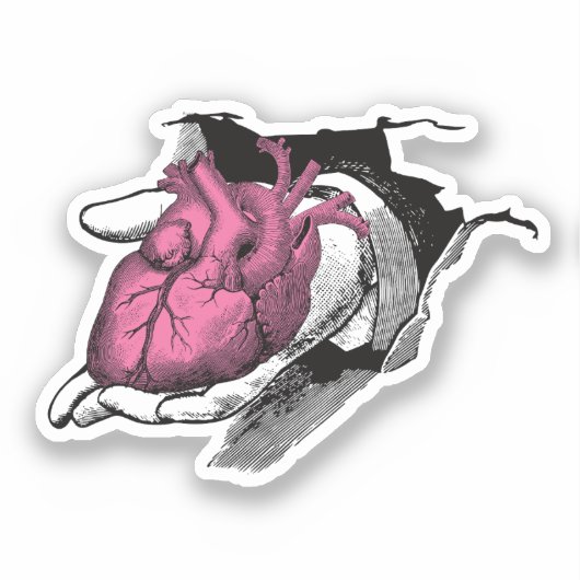  hart aan de hand door Crack Sticker (Voorkant)