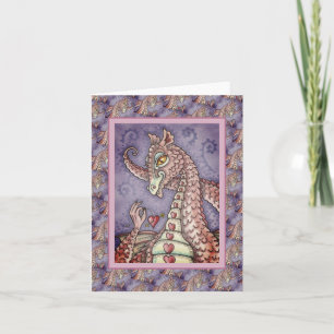HART AAN EEN SNOER ROZE DRAGON VALENTIJN, FANTASIE KAART