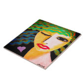 Hart Abstract Portret van een Vrouw Tegeltje (Zijkant)