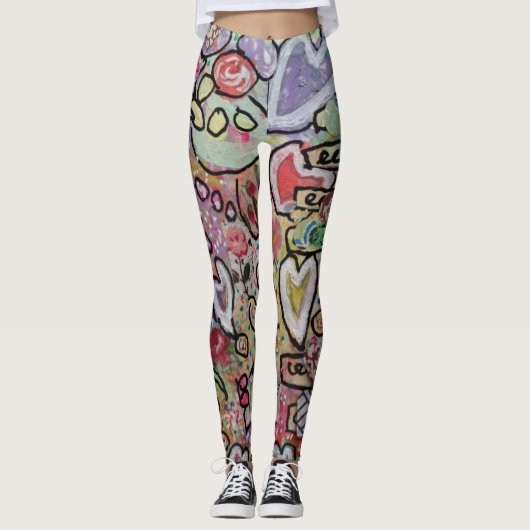Hart Abstracte Kunst Leggings (Voorkant)