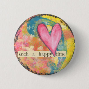 hart abstracte pinknop ronde button 5,7 cm