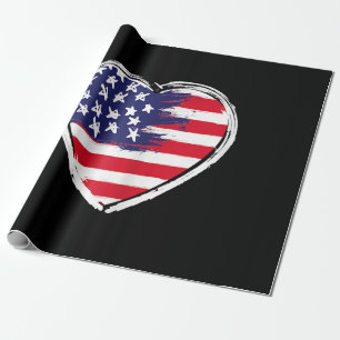 Hart Amerikaanse vlag 4 juli Patriottische Amerika Cadeaupapier
