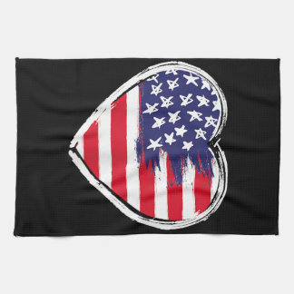 Hart Amerikaanse vlag 4 juli Patriottische Amerika Theedoek
