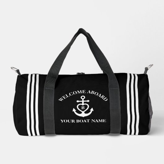 Hart Anker Boot Naam Monogram Zwart Plunjezak (Voorkant)