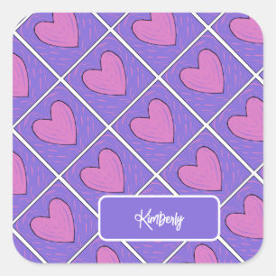Hart Appliqué Quilt Patroon Vierkante Sticker