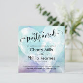 Hart Aqua Paarse uitgestelde bruiloft aankondiging (Staand voorkant)