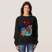 Hart ballon luiaard en kat nacht hemel trui (Voorkant volledig)