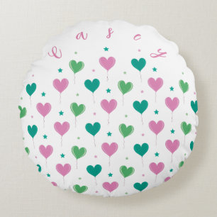 Hart Ballonnen Groen Roze Ster Patroon Schattig Rond Kussen