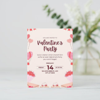 Hart-ballonnen Romantische Valentijnsdag uitnodigi Kaart