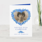 Hart begrafenisprogramma blauw vergeet-me-nots programma (Voorkant)