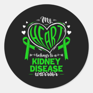 Hart behoort tot een nierziekte krijger Nier D Ronde Sticker
