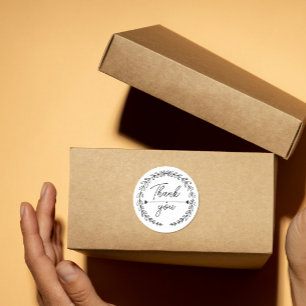 hart blad krans bedankt zakelijke verzending ronde sticker