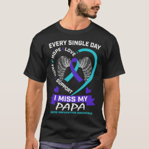 Hart Blauwgroen Paarse Ik Miss Papa Suicide Awaren T-shirt