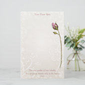 Hart Bloei Roos Stationery Briefpapier (Staand voorkant)