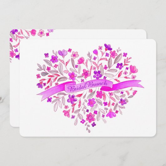 Hart bloem Boeket kunst bruids Brunch Kaart (Voorkant / Achterkant)