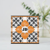 Hart Bloem Op Damast Opslag Bespaar De Datum Aanko Save The Date (Staand voorkant)