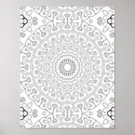 Hart Bloem Patroon Kleurplaat Ontwerp Poster