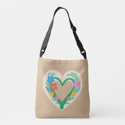 Hart Bloemen Canvas tas (Achterkant)