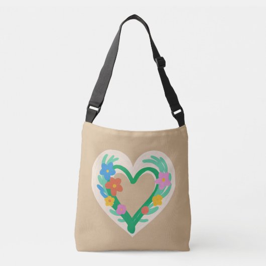 Hart Bloemen Canvas tas (Voorkant)