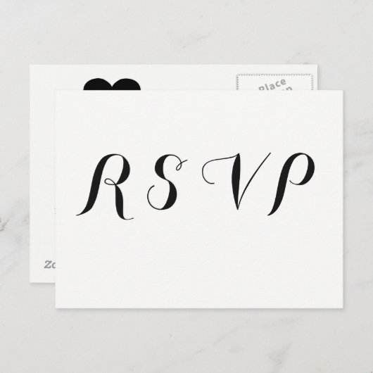 Hart Bloemen Moderne bruiloft RSVP briefkaarten (Voorkant / Achterkant)