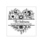 Hart bloemen Split Monogram Thema Rubberstempel (Afrduk)