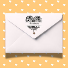 Hart bloemen Split Monogram Thema Rubberstempel