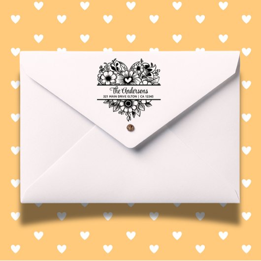 Hart bloemen Split Monogram Thema Rubberstempel