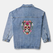 Hart Bloemensuiker Schedel Dag van de Doden Denim Jacket (Achterkant)