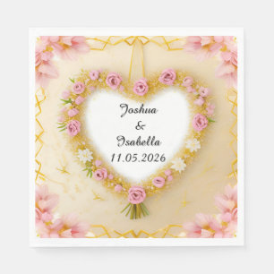 🌸 Hart Bloemnaamontwerp voor huwelijksreceptie Servet