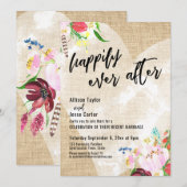 Hart Boho Flowers Burlap komt na verloop van tijd Kaart (Voorkant / Achterkant)