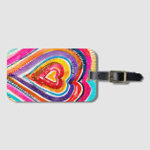 Hart boho waterverf kunst bagagelabel (Voorkant (horizontaal))