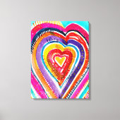 Hart boho waterverf kunst canvas afdruk (Voorkant)