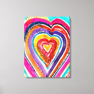 Hart boho waterverf kunst canvas afdruk
