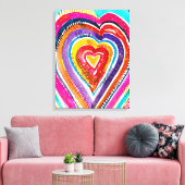 Hart boho waterverf kunst canvas afdruk (Insitu (Woonkamer))