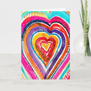 Hart boho waterverf kunst kaart