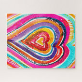 Hart boho waterverf kunst legpuzzel (Horizontaal)
