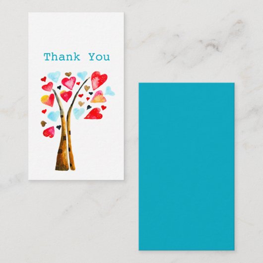 Hart boom valentijnen waterverf kunst notitiekaartje (Voorkant / Achterkant)