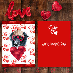 Hart Border Collie Hond Liefhebber Valentijns Cade Feestdagenkaart
