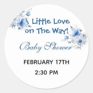 Hart Bril Teddybeer Blauwe Baby Shower Ronde Sticker