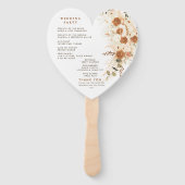 Hart bruiloft programma fan | rustieke bloemencere handwaaier (Achterkant)