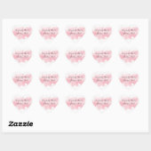 HART BRUILOFT SEAL stijlvolle waterverf blush roze Hart Sticker (Vel)