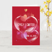 Hart Bubbles op rood Kaart (Gele Bloem)